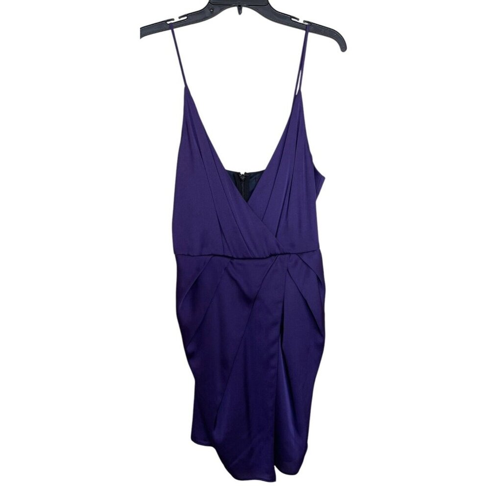Bebe Dress Womens Size Small S Purple‎ Satin V Neck Ladies